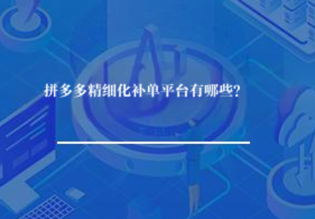 拼多多精细化补单平台有哪些? 拼多多精细化补单平台有哪些?