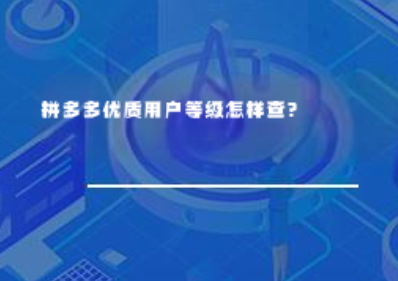 拼多多优质用户等级怎样查？