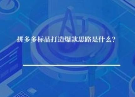 拼多多标品打造爆款思路是什么? 拼多多标品打造爆款思路是什么?