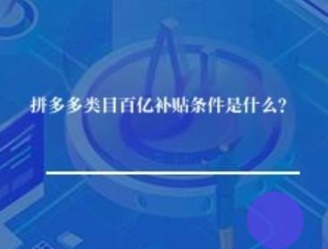 拼多多类目百亿补贴条件是什么？