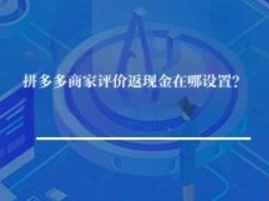 拼多多商家评价返现金在哪设置？